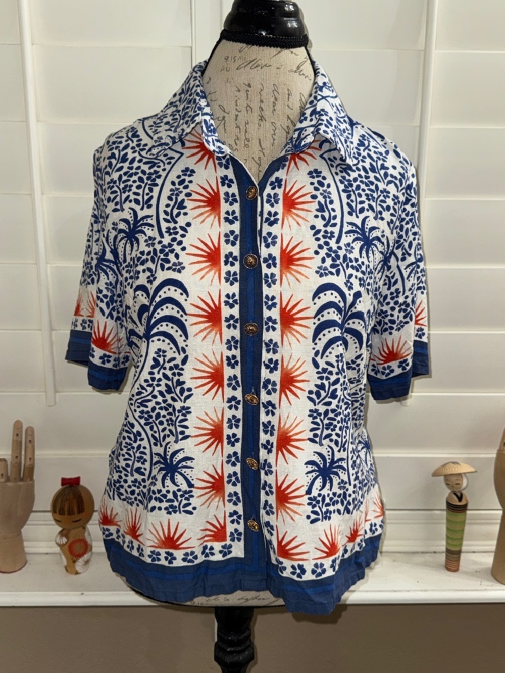 Rachel Zoe Linen Blend Afternoon Breeze Button Top